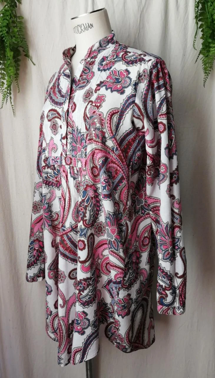 Paisley print long-sleeved button-down collar dress "Zara" – photo 2